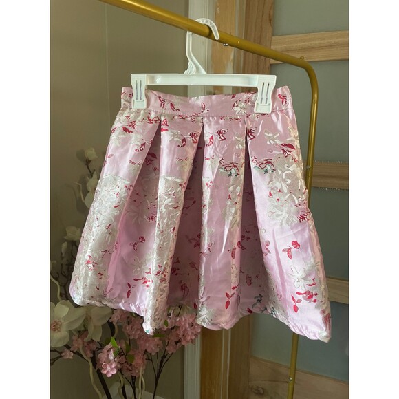 Girls Pink Floral Skirt Lined Dressy Party Tutu Style Size 12/14 Lightweight - Picture 3 of 6